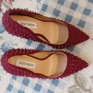 Steve Madden Women's Dark Red Studded Heels